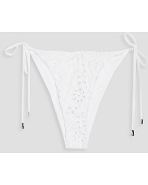 Seafolly Costa bella halbhohes bikini-höschen mit lochstickerei - Weiß