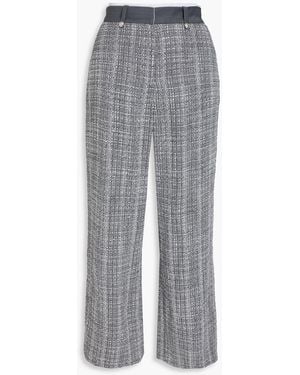 Maje Sequin-embellished Tweed Wide-leg Pants - Grey