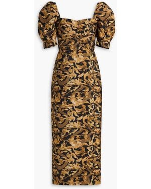 Saloni Jacquard Midi Dress - Metallic