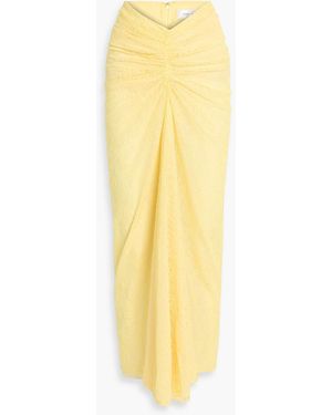 Ronny Kobo Chase Ruched Corded Lace Maxi Skirt - Yellow