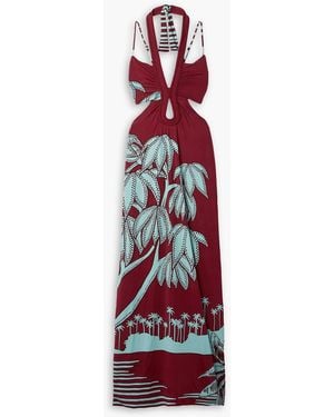 Johanna Ortiz Refugios Printed Cutout Stretch-jersey Maxi Dress - Red