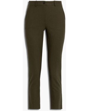 Michael Kors Samantha Cropped Wool-Blend Twill Slim-Leg Pants - Green
