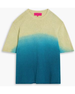 The Elder Statesman Nora Dip-Dyed Cotton T-Shirt - Blue