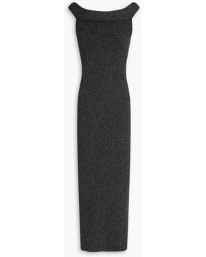 TOTEME Off-the-shoulder Metallic Textured-knit Maxi Dress - Black