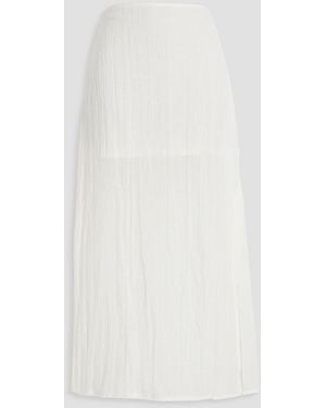 Loulou de Saison Savo Cotton And Linen-blend Gauze Midi Skirt - White