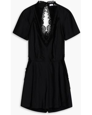 IRO Open-back Pleated Twill Playsuit - Black