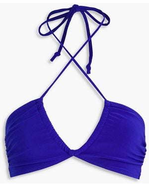 Norma Kamali Jason gerafftes neckholder-bikini-oberteil - Blau