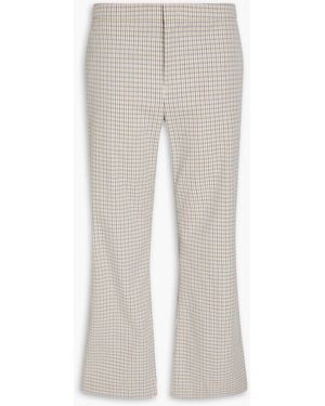 Vince Gingham Cotton-Blend Twill Kick-Flare Trousers - White