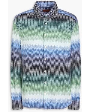 Missoni Crochet-Knit Cotton Shirt - Blue