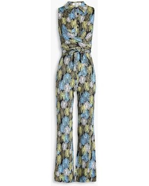 Diane von Furstenberg Kellie Printed Stretch-Jersey Jumpsuit - Green