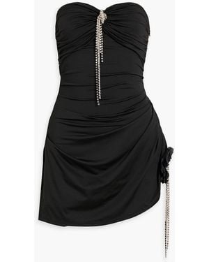Area Strapless Crystal-Embellished Stretch-Jersey Mini Dress - Black