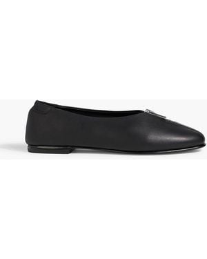 Jonathan Simkhai Eden Zip-Detailed Leather Ballet Flats - Black
