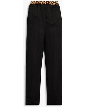 Sandro Satin-paneled Cotton Tapered Trousers - Black