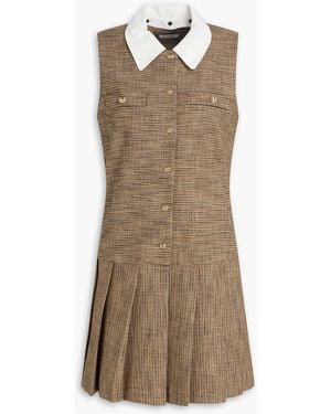 Sandro Minikleid aus tweed mit hahnentrittmuster - Braun