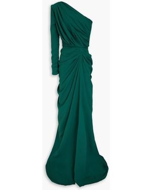 Rhea Costa Zeina One-sleeve Crepe Gown - Green