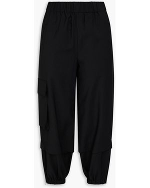 Tibi Cropped Woven Track Trousers - Black