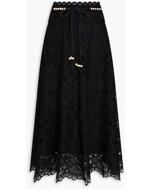 Zimmermann Broderie Anglaise Cotton Midi Skirt - Black