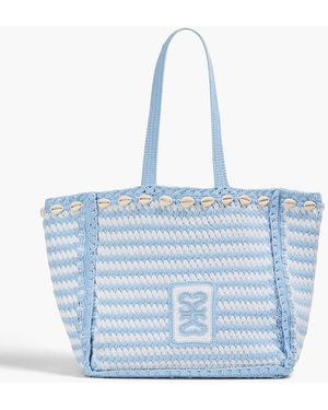 Sandro Two-tone Shell-embellished Crocheted Tote - Blue