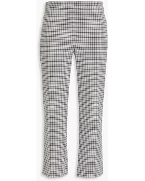 Theory Cropped Houndstooth Jacquard Bootcut Trousers - Grey