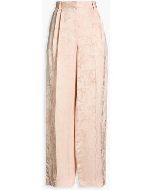 Sandro Floral-jacquard Wide-leg Trousers - Natural