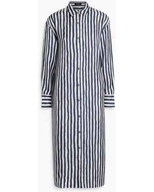 Theory Striped Silk-Twill Midi Shirt Dress - Blue