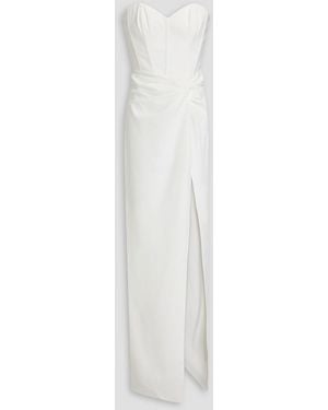 Marchesa Strapless Twisted Stretch-Crepe Maxi Dress - White
