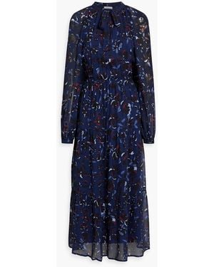 Iris & Ink Emily Pussy-bow Printed Chiffon Maxi Dress - Blue