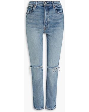GRLFRND Karolina Distressed High-rise Slim-leg Jeans - Blue