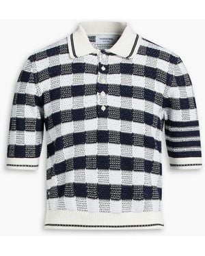 Thom Browne Checked Cotton-Blend Polo Shirt - Blue