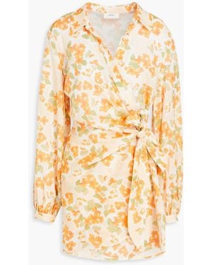 Peony Floral-print Linen And Cotton-blend Coverup - Metallic