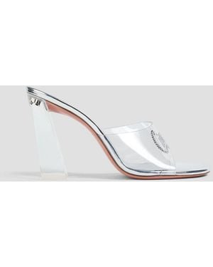 AMINA MUADDI Bella Glass Crystal-Embellished Pvc Mules - Metallic