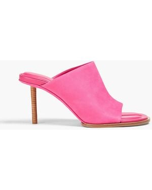 Jacquemus Les Mules Rond Carré Suede Mules - Pink