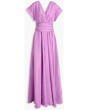 Rhea Costa Wrap-effect Taffeta Gown - Purple