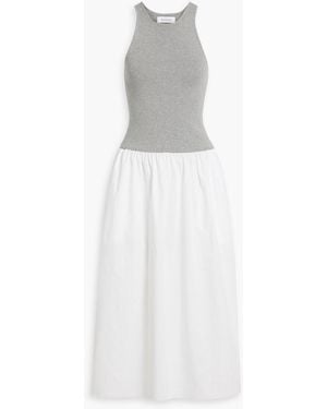 NAADAM Midikleid aus baumwollpopeline mit strickeinsatz - Weiß