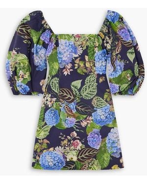 Cara Cara Montauk Floral-print Cotton-poplin Mini Dress - Blue