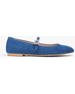 Stuart Weitzman Aura Denim Mary Jane Flats - Blue