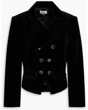 FRAME Double-Breasted Cotton-Blend Velvet Blazer - Black