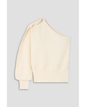 Max Mara Markus One-shoulder Ruffled Knitted Top - Natural