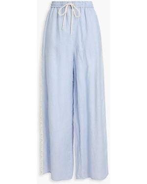 Zimmermann Everley Linen Wide-Leg Trousers - Blue