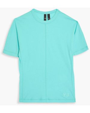 Y-3 Logo-print Cotton-jersey T-shirt - Blue