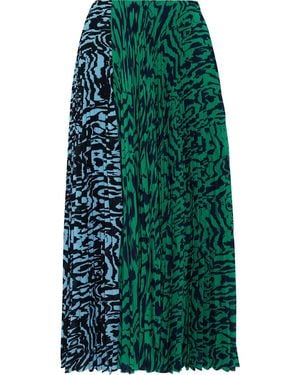 Solace London Nyomi Paneled Printed Plissé-Crepe Midi Skirt - Green
