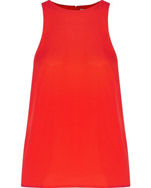 Halston Embellished Silk-Blend Top - Red