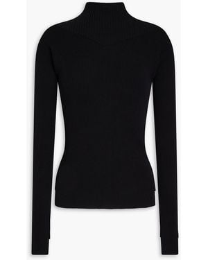 Victoria Beckham Ribbed Cotton-Blend Turtleneck Top - Black