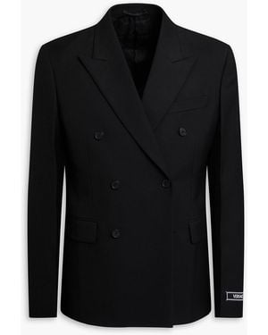 Versace Double-Breasted Wool-Twill Blazer - Black