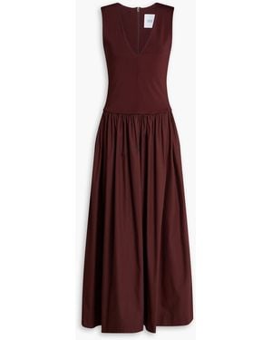 Esse Studios Gathered Stretch-Knit And Cotton-Poplin Maxi Dress - Purple