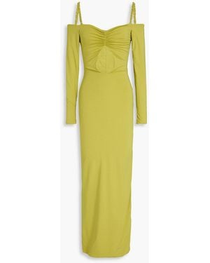 Maygel Coronel Calice Off-The-Shoulder Cutout Stretch-Jersey Maxi Dress - Yellow