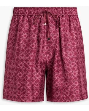Amiri Printed Silk Drawstring Shorts - Red