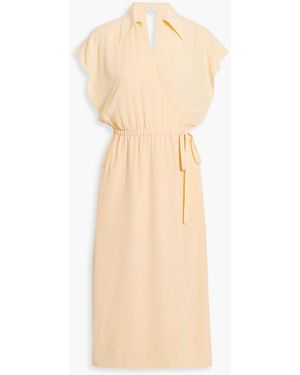 Equipment Karina Cutout Washed-silk Midi Wrap Dress - Natural