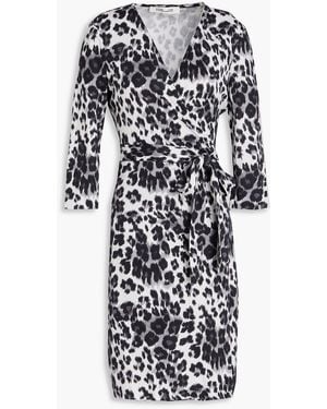 Diane von Furstenberg Wickelkleid "julian" aus seiden-jersey mit leopardenprint - Weiß