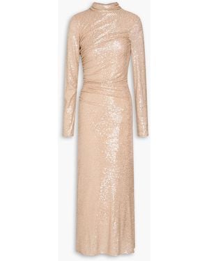 Needle & Thread Maxikleid aus stretch-tüll mit pailletten und raffungen - Natur